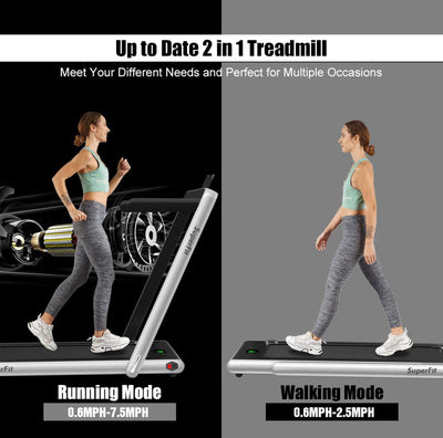 Goplus 2 in 1 Folding Treadmill, 2.25HP Superfit Under Desk Electric Treadmill, Installation-Free with Blue Tooth Speaker, Remote Control, APP Control and LED Display, Walking Jogging for Home Office- NEW OUT OF THE BOX!!!!