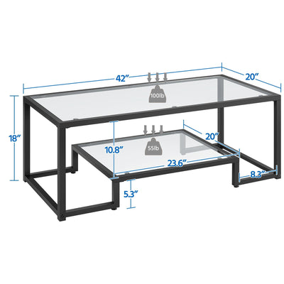 Yaheetech Tempered Glass Coffee Table & Console Table Set w/ 2-Layer Storage & Display Space & Easy Assembly & Adjustable Feet for Hallway, Living Room, Dining Room**New in box**