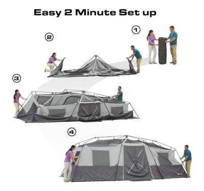 Ozark Trail 20' x 10' x 80" Instant Cabin Tent in Gray and Teal, Sleeps 12- BRAND NEW!!!