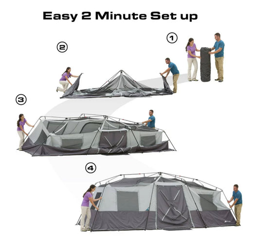 Ozark Trail 20' x 10' x 80" Instant Cabin Tent in Gray and Teal, Sleeps 12- BRAND NEW!!!