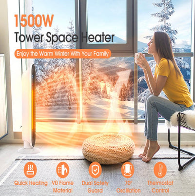 SKONYON 1500W Indoor Portable Electric Heater Ceramic Tower Heaters for Home Office- Used, cleaned and tested-works great!