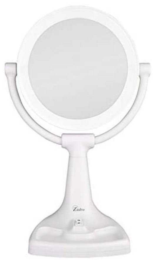 Zadro Max Bright Sunlight Dual Sided Vanity Mirror, White, 10X/1X Magnification**New in Box**