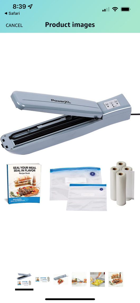 PowerXL Duo NutriSealer Food Vacuum Sealer Machine with Vacuum Seal Bags & Rolls, Double Airtight Sealing with Built-in Cutter, Small Snack Bag Capability, Safety Certified, Lab Tested, LED Indicator Lights (Slate)- Used Once, Like New!!!