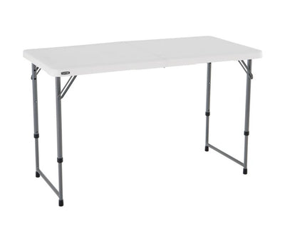 Lifetime 4' Fold-In-Half Adjustable Table, White Granite- NEW OUT OF BOX!!!
