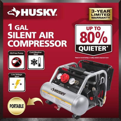 Husky 1 Gal. Portable Electric-Powered Silent Air Compressor- new - no box