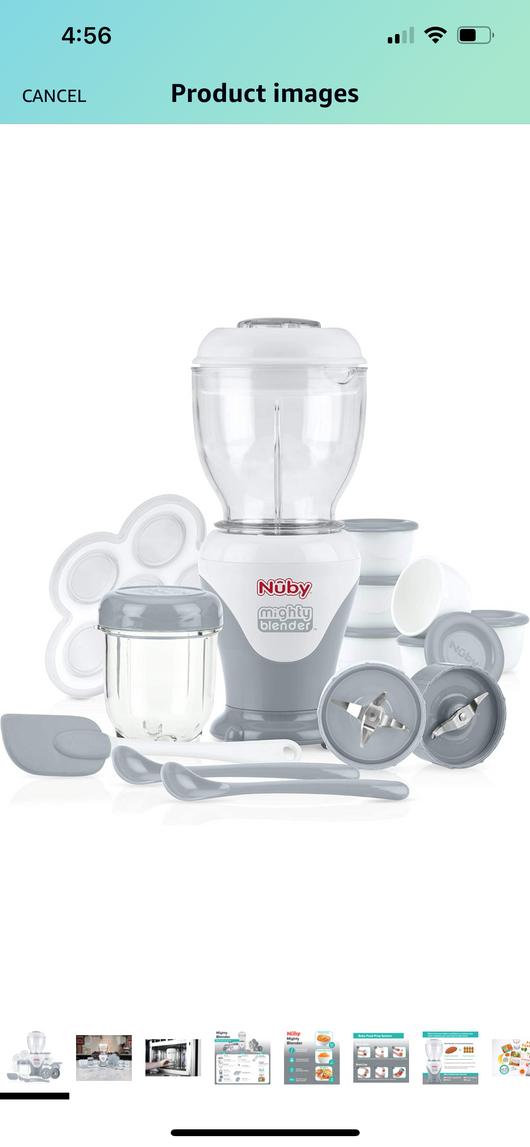 Nuby Mighty Blender with Cook Book, 22-Piece Baby Food Maker Set, Cool Gray- NEW IN BOX!!!