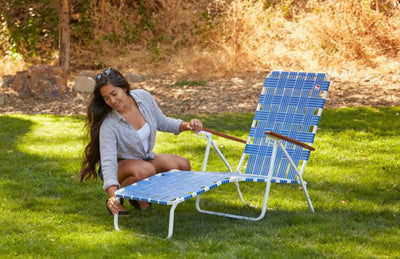 Outdoor Spectator Classic Webbed Folding Chaise Lounger Camp/Lawn Chair (Blue)- NEW!!!