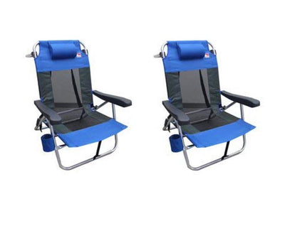 Outdoor Spectator 2 Pack Multiple Positions Beach Chair - Blue- NEW OUT OF BOX!!!
