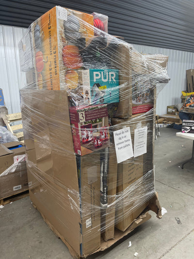 Jumbo huge liquidation pallet- over 7 ft tall !  Pallet number 8751