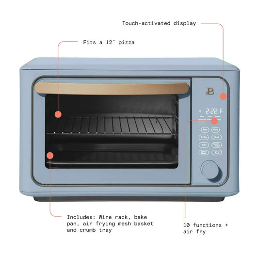 Beautiful 6 Slice Touchscreen Air Fryer Toaster Oven, Cornflower Blue by Drew Barrymore**New in Box**