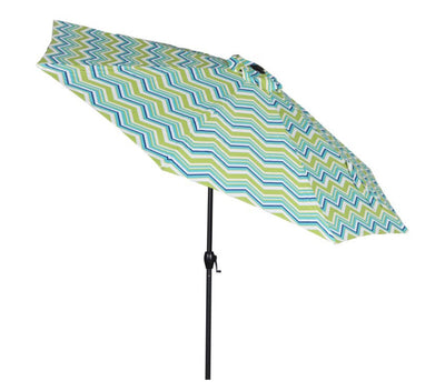 Mainstays 9ft Miranda Green Chevron Round Outdoor Tilting Market Patio Umbrella with Crank- BRAND NEW!!!