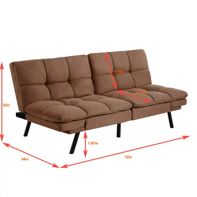 Mainstays Memory Foam Futon, Camel Faux Suede Fabric**New in box**