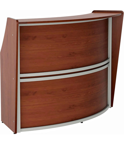 Linea Italia Curved Modern Office Desk Easy to Assembly Single Unit Reception Counter for Lobby, Salon, 70" x 27", Cherry- NEW IN 2 BOXES!!!