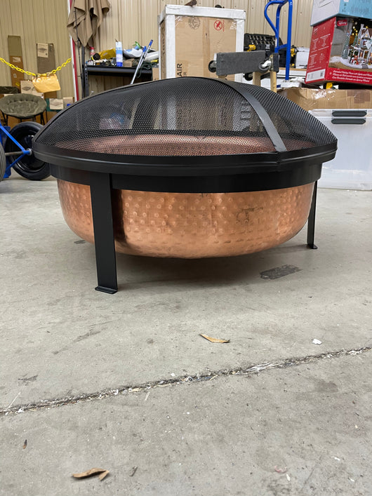 Better Homes & Gardens Wood Burning Copper Fire Pit, 30-inch diameter and 22-inch Height**New,small dents from shipping,barely noticeable in photos**