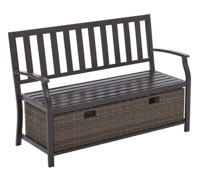 Better Homes & Gardens Camrose Outdoor Storage Wicker Bench - Brown**New slightly scratched from shipping**