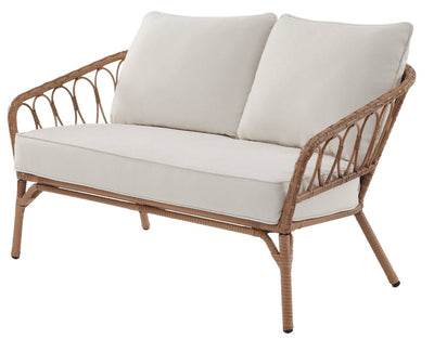 Better Homes & Gardens Willow Sage All-Weather Wicker Outdoor Loveseat and Ottoman Set, Beige!! NEW AND ASSEMBLED!!