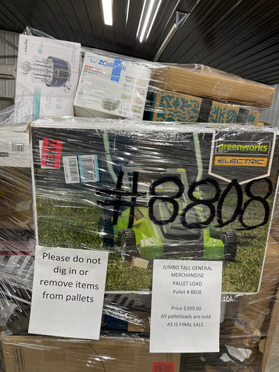 Jumbo huge liquidation pallet- over 7 ft tall ! Pallet number 8808