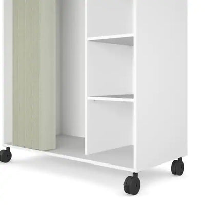Lola White/Natural Fabric Mobile Armoire with Curtain 62.99 in. H x 39.25 in. W x 19 in. D (new in the box)