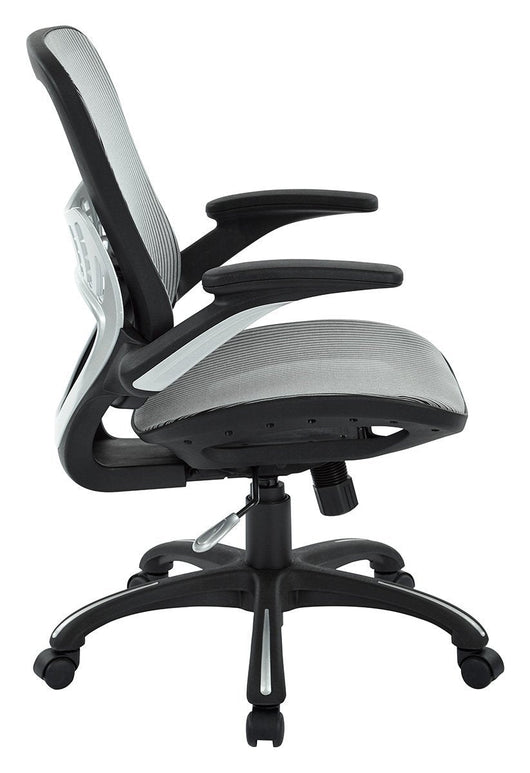 Office Star Ventilated Manager's Office Desk Chair with Breathable Mesh Seat and Back, Black Base, Grey**New and assembled**