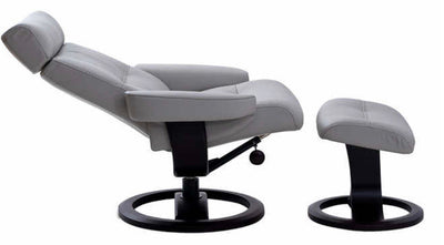 Oslo Leather Recliner & Ottoman, Gray!! NEW AND ASSEMBLED(WORLDS SMALLEST SCRATCH FROM SHIPPING, HARDLY NOTICEABLE)!!