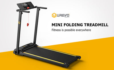 UREVO Folding Treadmill, 2.25HP Foldable Treadmill with 12 HIIT Modes, Compact Mini Treadmill for Home Office, Space Saving Small Treadmill with Large Running Area, LCD Display, Easy to Fold**New and assembled**