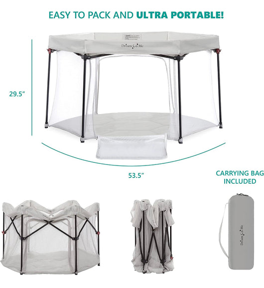 Dream On Me Onyx Playpen in Grey, Baby Playpen, Portable and Lightweight, Playpen for Babies and Toddler - Comes with a Comfortable Padded Floor- NEW IN BOX!!!