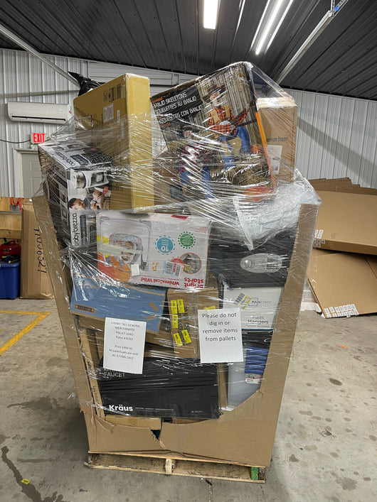 Jumbo liquidation pallet load number 8763  7 ft tall