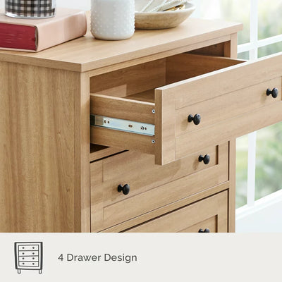 My Texas House Hillcrest Wood 4 Drawer Dresser Nightstand, Light Oak**New in box**