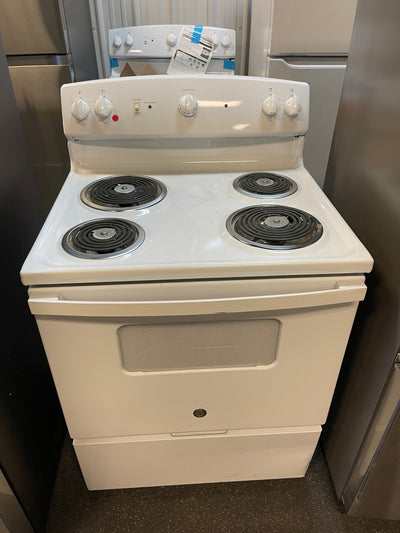 GE stove 30-in 4 Elements 5-cu ft Freestanding Electric Range (White) new - scratch and dent unit