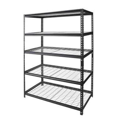 WORKPRO 48" W x 24" D x 72" H 5-Shelf Freestanding Shelves, Black and Silver**New in Box**