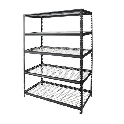 WORKPRO 48" W x 24" D x 72" H 5-Shelf Freestanding Shelves, Black and Silver**New in Box**