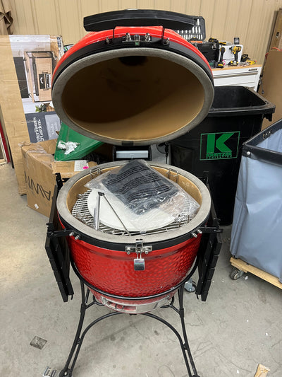 Kamado Joe Classic II 18” Charcoal Grill, Red!!! (Grill is used once but all accessories and inserts are brand new never used, please see photos!)