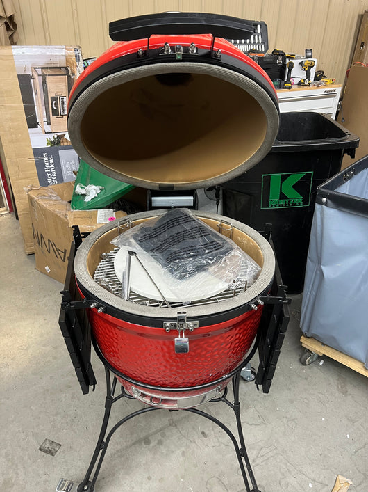Kamado Joe Classic II 18” Charcoal Grill, Red!!! (Grill is used once but all accessories and inserts are brand new never used, please see photos!)