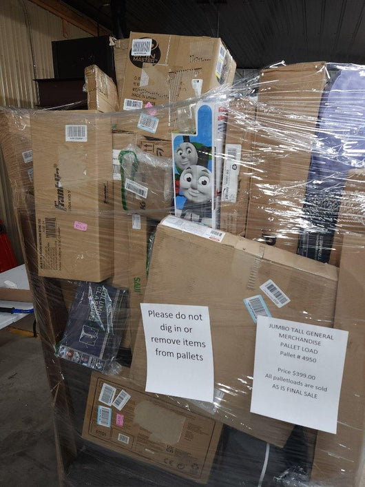 Jumbo huge liquidation pallet- over 7 ft tall ! Pallet number 4950