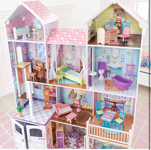 KidKraft Country Estate Wooden Dollhouse for 12-Inch Dolls with 31-Piece Accessories, Gift for Ages 3+!  -Brand new in the box