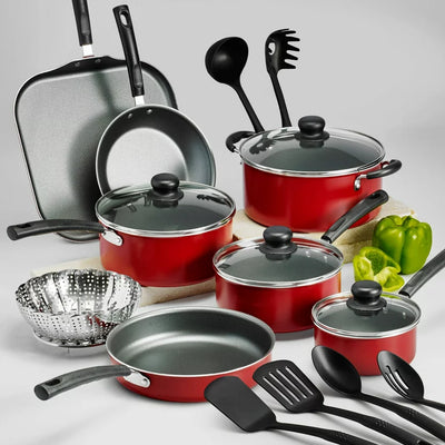 Tramontina Primaware 18 Piece Non-stick Cookware Set, Red**New in Box**