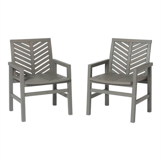 Walker Edison Outdoor Wood Chevron Patio Chair in Gray Wash (Set of 2)**New in box**