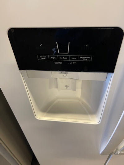 Whirlpool  24.5-cu ft Side-By-Side Refrigerator with Ice and Water Dispenser and Can Caddy - White- new - scratch and dent unit