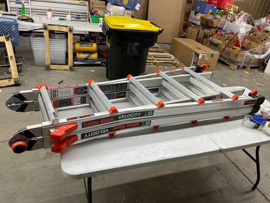 SALVAGE SPECIAL!!!Little Giant Ladders, Velocity with Wheels, M22, 22 Ft, Multi-Position Ladder, Aluminum, Type 1A, 300 lbs Weight Rating- shipping damage - please see pics