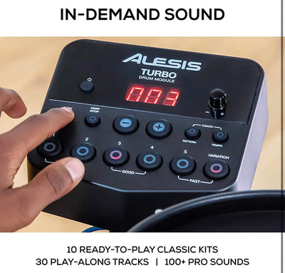 Alesis Drums Turbo Mesh Kit – Electric Drum Set With 100+ Sounds, Mesh Drum Pads, Drum Sticks, Connection Cables and 60 Melodics Lessons!  -Brand new in the box