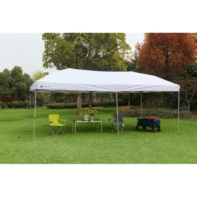 Ozark Trail 20' x 10' Straight Leg (200 Sq. ft Coverage), White, Outdoor Easy Pop up Canopy! NEW!