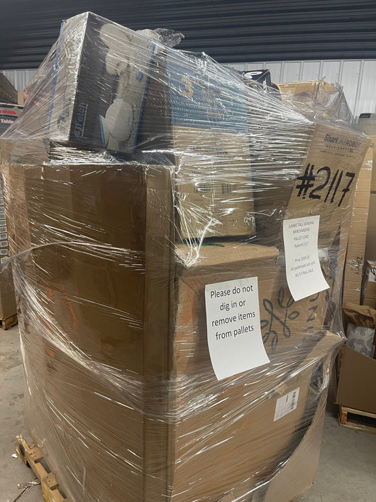 Jumbo huge liquidation pallet- over 7 ft tall ! Pallet number 2117