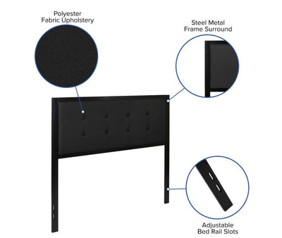 Flash Furniture Bristol Metal Tufted Upholstered Full Size Headboard in Black Fabric- NEW IN BOX!!!