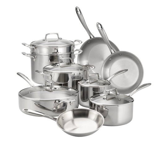 Tramontina 14-Piece Tri-Ply Clad Stainless Steel Cookware Set, with Glass Lids- NEW IN BOX!!!