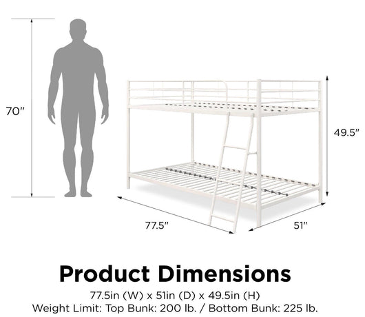 Mainstays Small Space Twin Over Twin Junior Bunk Bed, White!! NEW IN BOX!!!