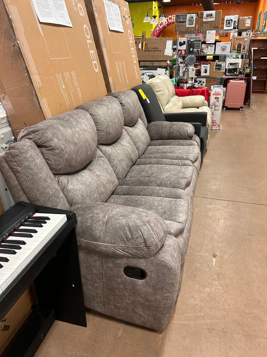 Lexicon Warrenton Faux Suede Manual Double Reclining Sofa, 87.5" W, Brown!  -Brand new out of the box