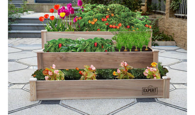 Expert Garden 3 Tier Cedar Raised Garden Bed, Natural (new in the box)
