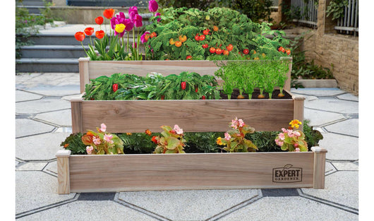 Expert Garden 3 Tier Cedar Raised Garden Bed, Natural (new in the box)