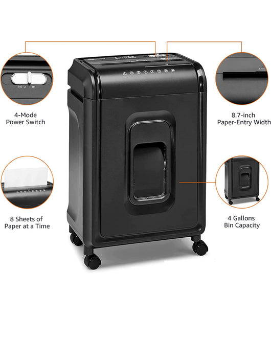 Amazon Basics 8-Sheet High-Security Micro-Cut Shredder with Pullout Basket- NEW IN BOX!!!
