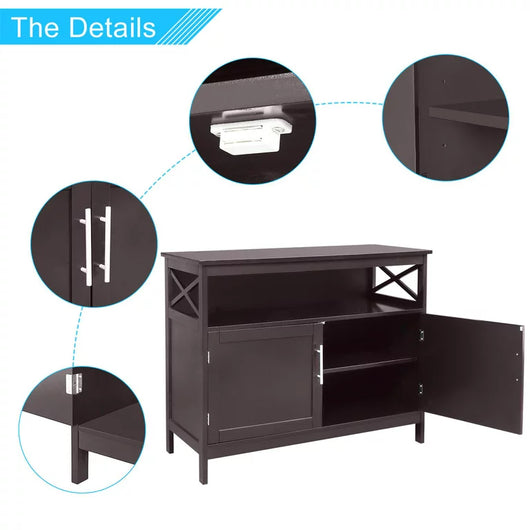 Ktaxon Kitchen Storage Sideboard Dining Buffet Server Cabinet Cupboard, Free Standing Storage Chest Cabinets and Shelf,Brown!  -Brand new in the box